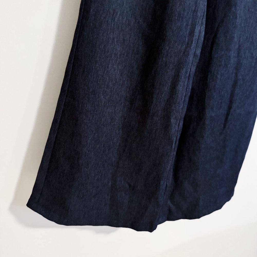 OGL - Navy European Linen Mid Rise Flared Pant with Pockets - Picture 4 of 6